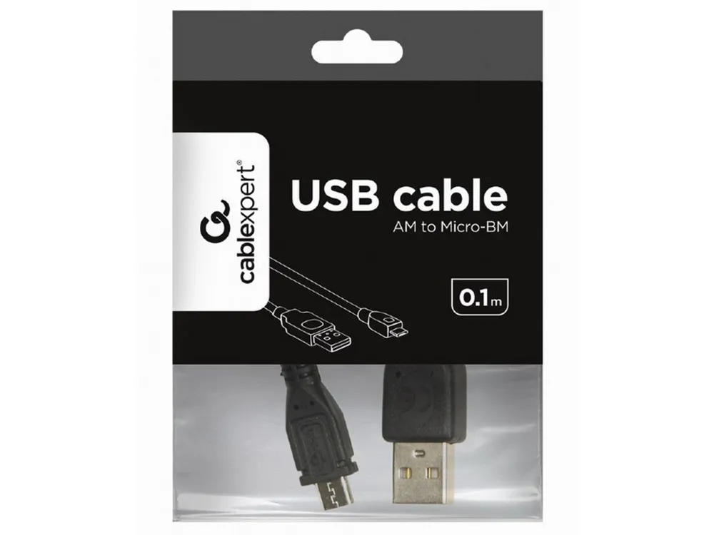 Cablu încărcare și sincronizare Cablexpert CCP-mUSB2-AMBM-0.1M, USB Type-A/micro-USB, 0,1m, Negru