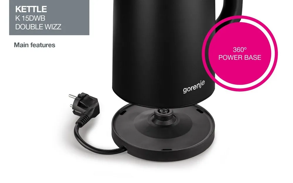 Fierbător electric Gorenje K15DWB, Negru