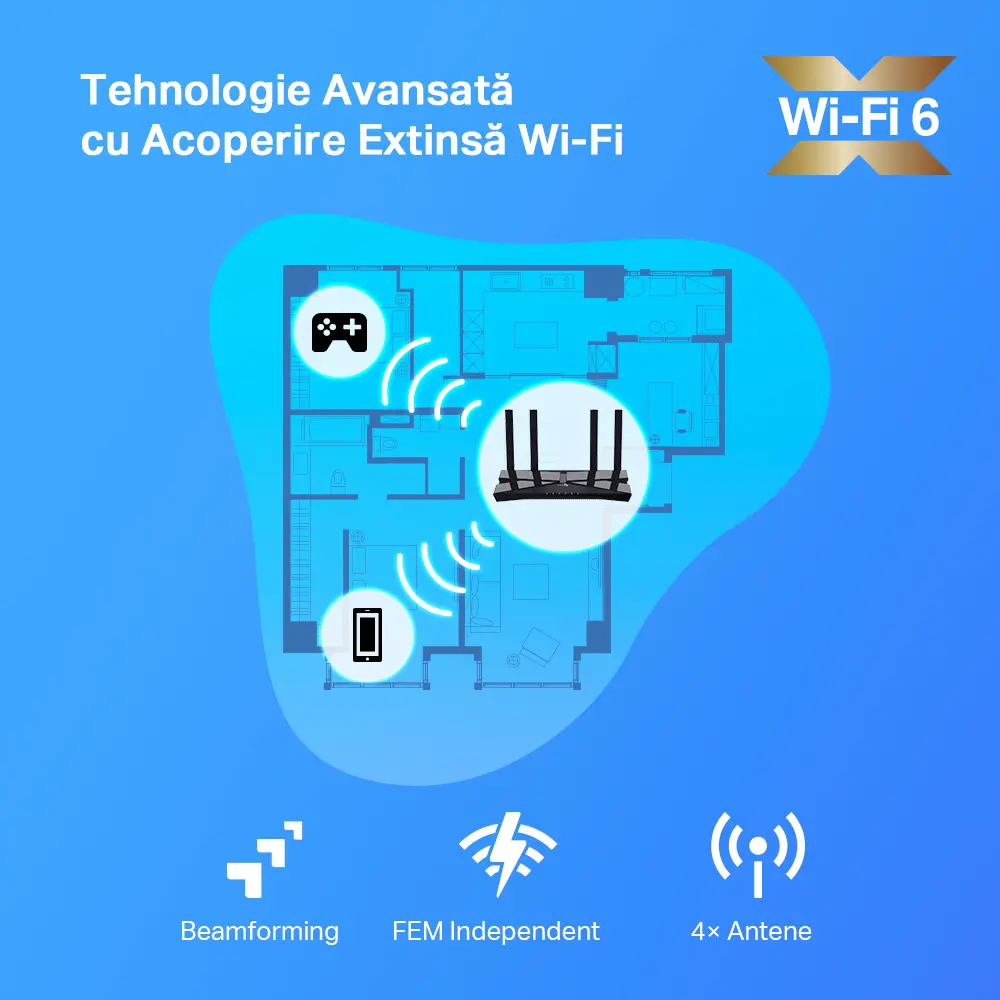 Router fără fir TP-LINK Archer AX20, Negru