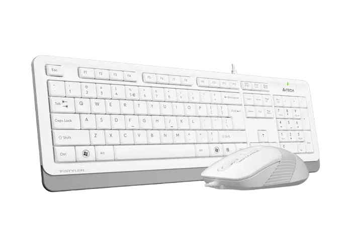 Set Tastatură + Mouse A4Tech F1010, Cu fir, Alb/Gri