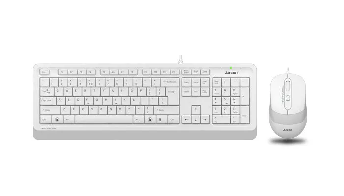 Set Tastatură + Mouse A4Tech F1010, Cu fir, Alb/Gri