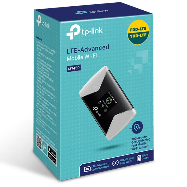 Wi-Fi Router mobil TP-LINK M7450, Negru