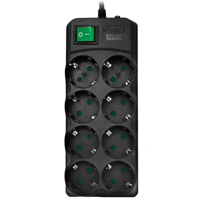 Prelungitor electric SVEN SV-021726, 8 Prize, 5m, Negru