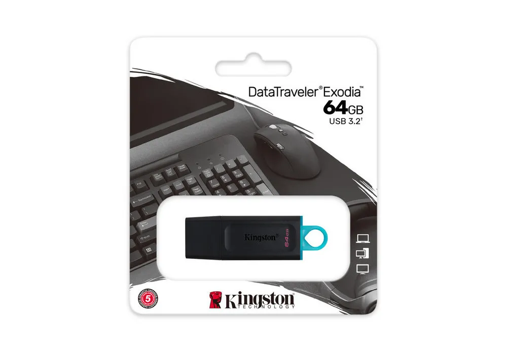 Memorie USB Kingston DataTraveler Exodia, 64GB, Negru/Albastru