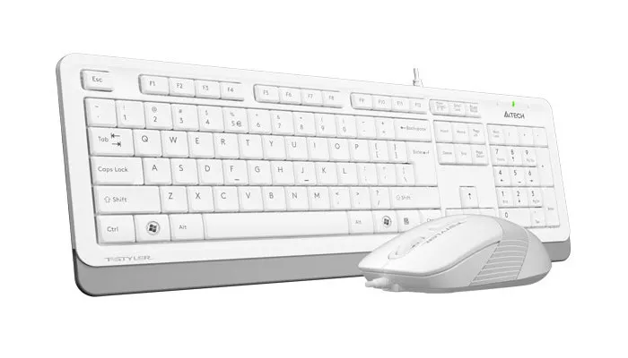 Set Tastatură + Mouse A4Tech F1010, Cu fir, Alb/Gri