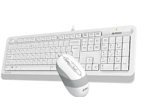 Set Tastatură + Mouse A4Tech F1010, Cu fir, Alb/Gri