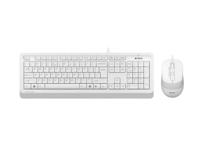 Set Tastatură + Mouse A4Tech F1010, Cu fir, Alb/Gri