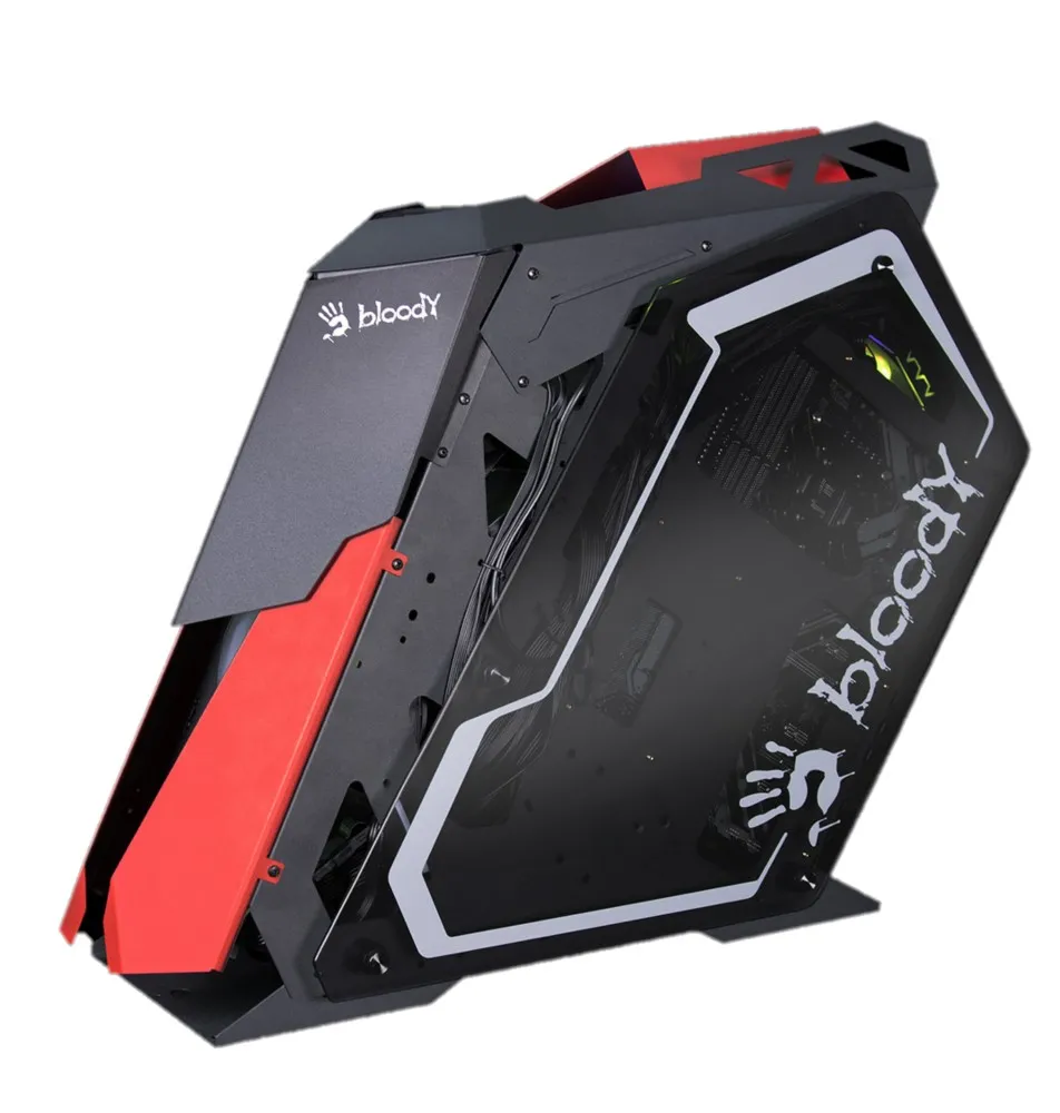 Carcasă PC Bloody GH-30, Midi-Tower, Fără sursă de alimentare, Negru/Rosu