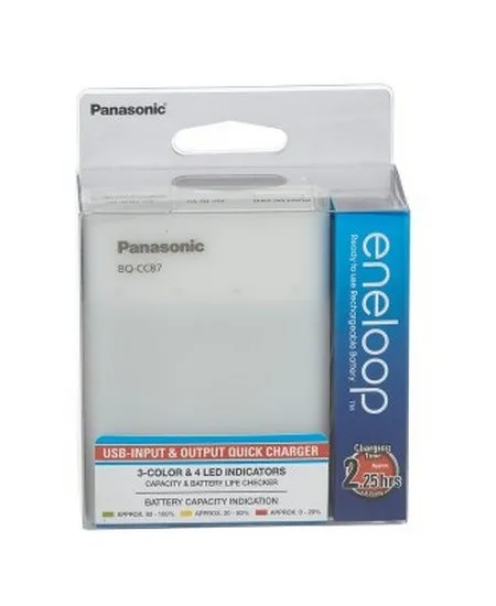 Încărcător Acumulatori Panasonic BQ-CC87USB, Alb