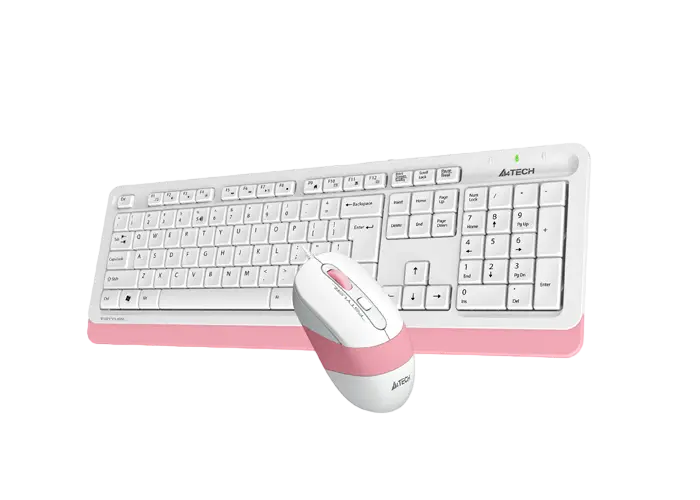 Set Tastatură + Mouse A4Tech F1010, Cu fir, Alb/Roz