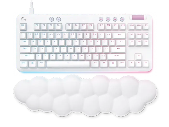 Gaming Keyboard Logitech G713, Mechanical, TKL, PBT keycaps, GX Tactile, RGB, US Layout, White