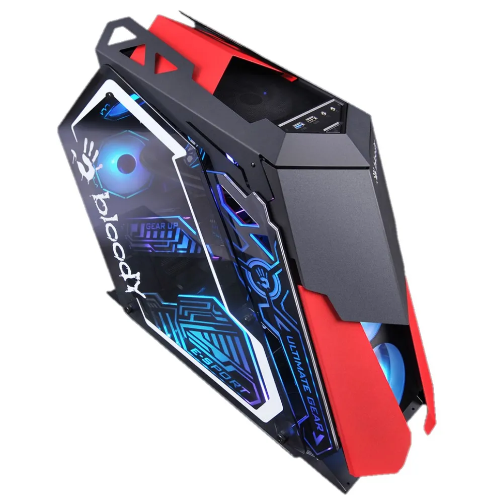 Carcasă PC Bloody GH-30, Midi-Tower, Fără sursă de alimentare, Negru/Rosu