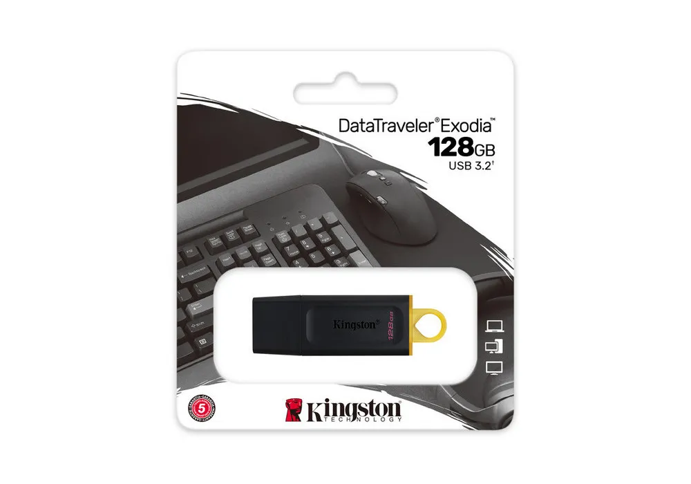 Memorie USB Kingston DataTraveler Exodia, 128GB, Negru/Galben