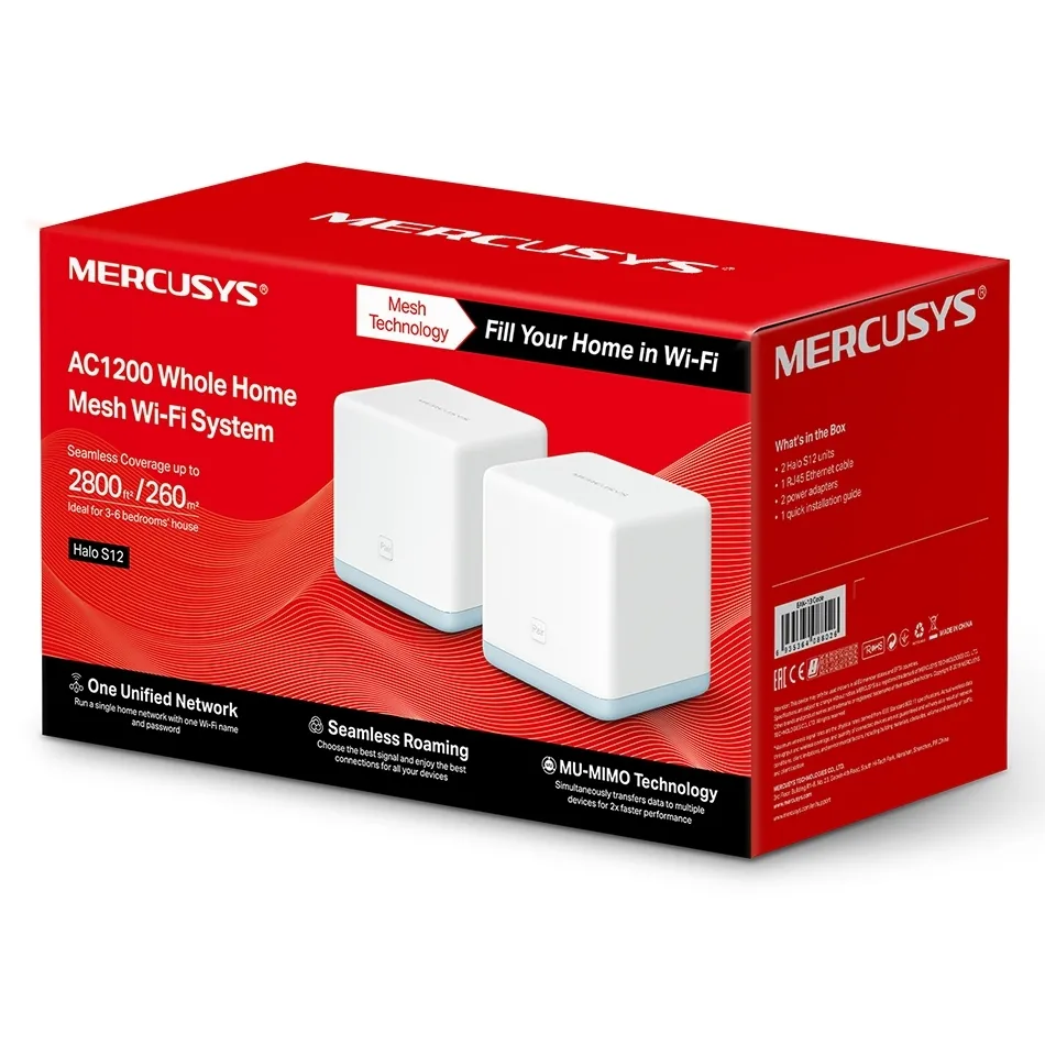 Sistem Wi-Fi Mesh MERCUSYS Halo S12 (2-pack), Alb