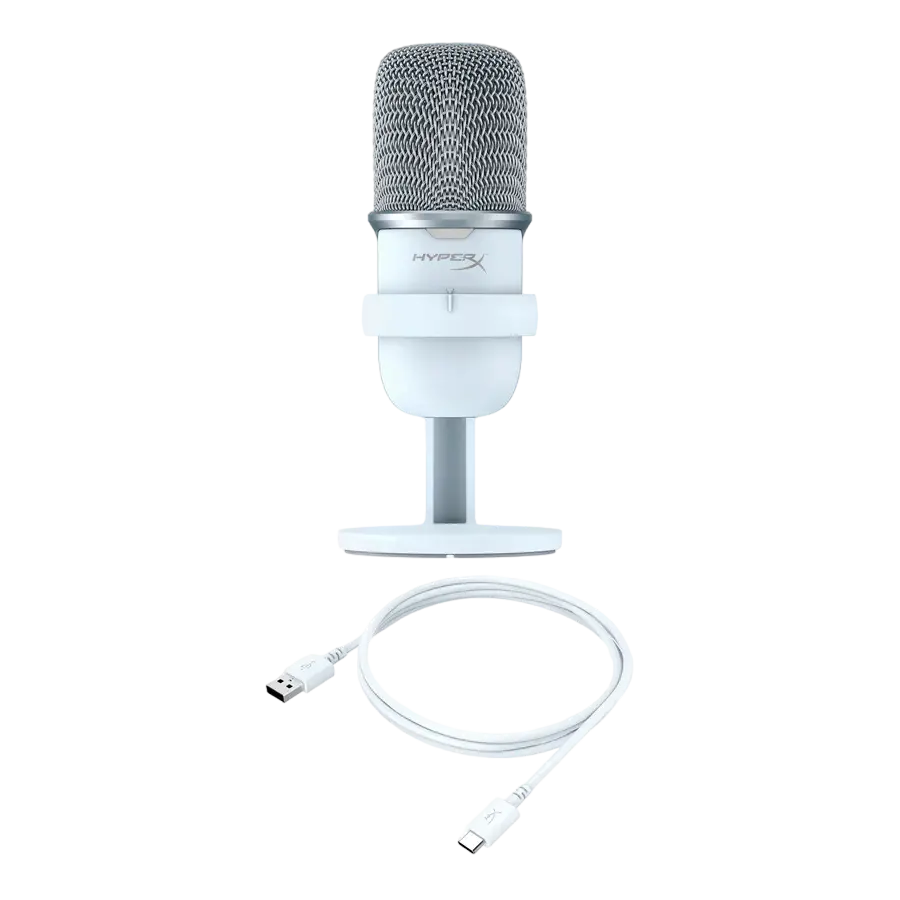 Microfon portabil pentru înregistrare vocală HyperX SoloCast, Cu fir, Alb