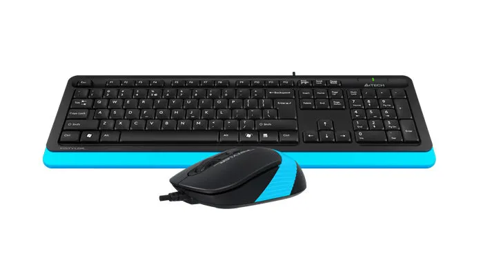 Set Tastatură + Mouse A4Tech F1010, Cu fir, Negru/Albastru