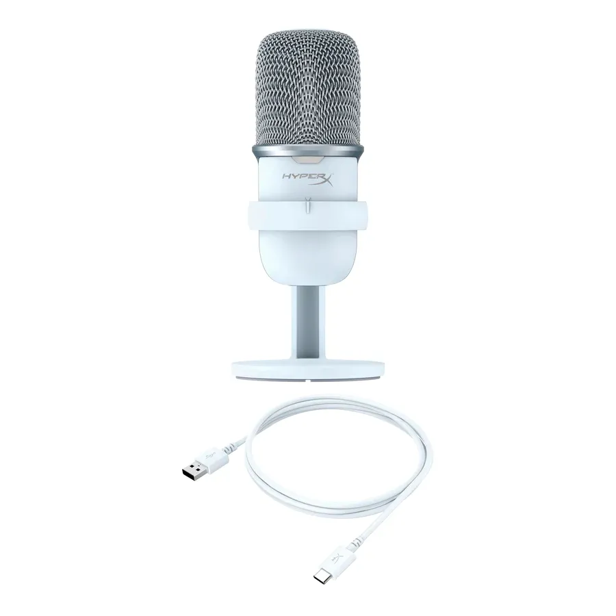 Microfon portabil pentru înregistrare vocală HyperX SoloCast, Cu fir, Alb