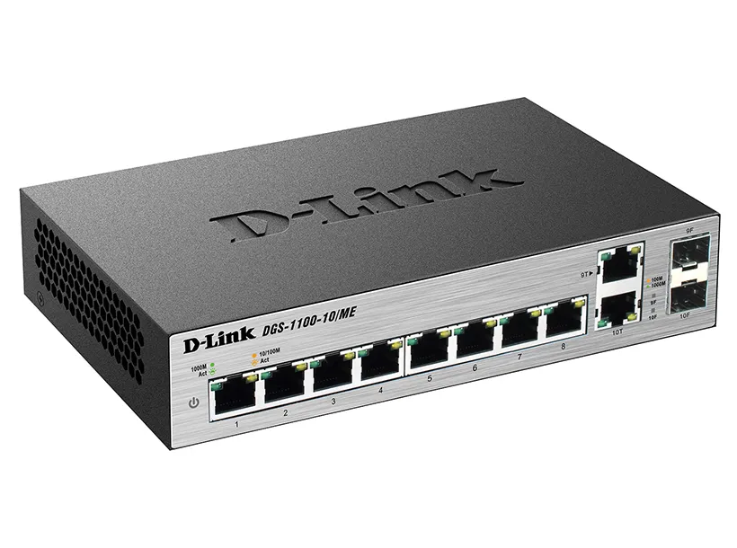 Switch de rețea D-Link DGS-1100-10/ME, 8x 10/100/1000 Mbps