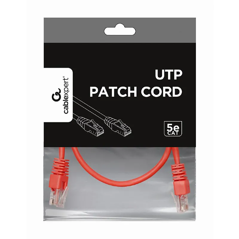 Patch cord Cablexpert PP12-0.25M/R, CAT5e UTP, 0,25m, Roșu