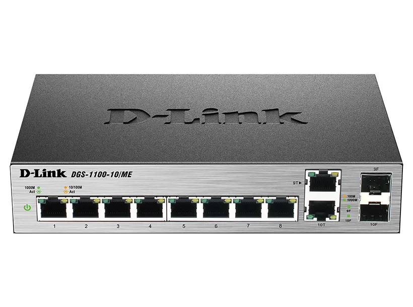 Switch de rețea D-Link DGS-1100-10/ME, 8x 10/100/1000 Mbps