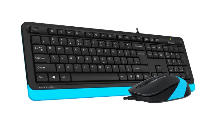 Set Tastatură + Mouse A4Tech F1010, Cu fir, Negru/Albastru