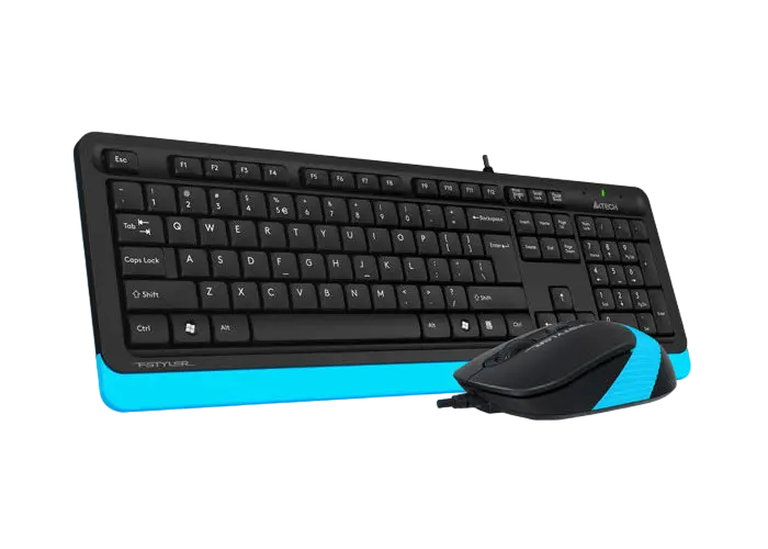 Set Tastatură + Mouse A4Tech F1010, Cu fir, Negru/Albastru