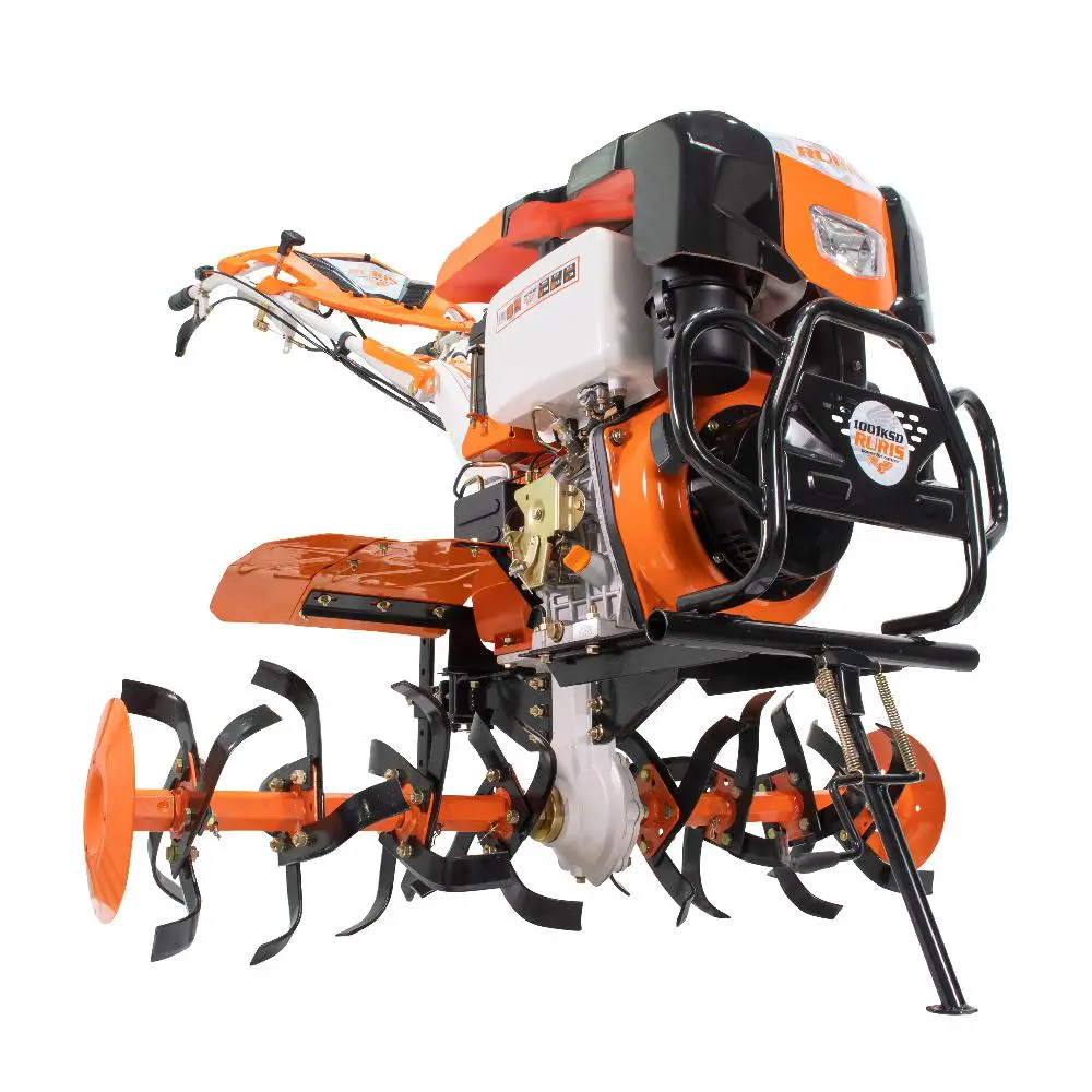 Motocultor motorină Ruris 1001KSD+ roti cauciuc 5.00-12+plug reversibil rev2+roti metalice 500+set contragreutati 20kg