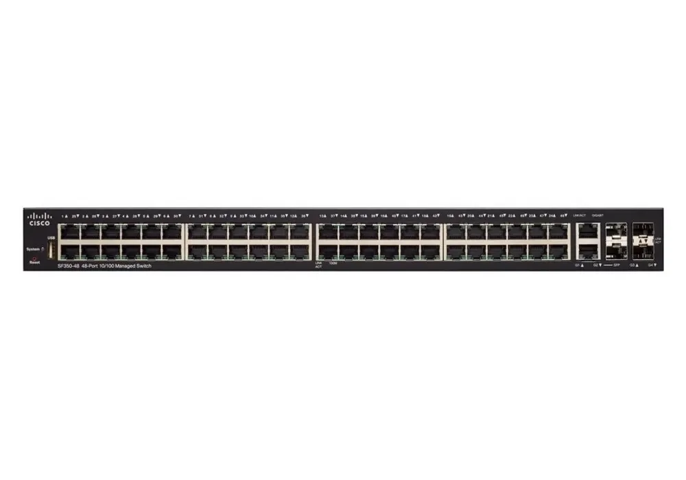 Switch de rețea Cisco SF350-48, 48x 10/100 Mbps, 2x 10/100/1000 Mbps, 2x SFP