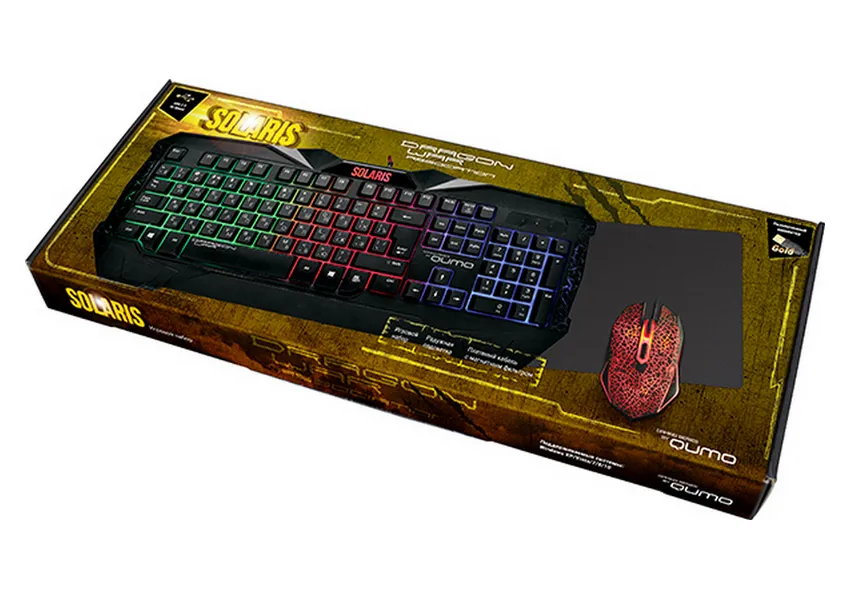 Set Tastatură + Mouse + Mouse Pad QUMO Solaris, Cu fir, Negru