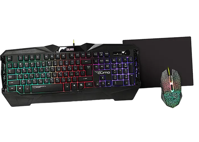Set Tastatură + Mouse + Mouse Pad QUMO Solaris, Cu fir, Negru