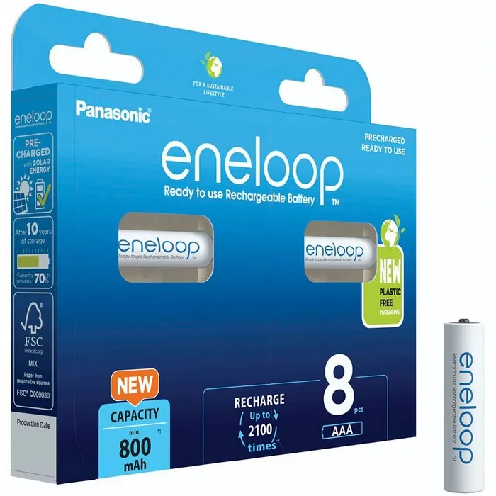 Baterii Panasonic BK-4MCDE, AAA, 800mAh, 8buc.