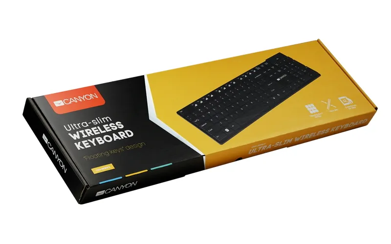 Tastatură Canyon HKB-W2, Fără fir, Negru