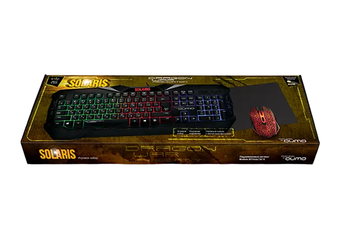 Set Tastatură + Mouse + Mouse Pad QUMO Solaris, Cu fir, Negru