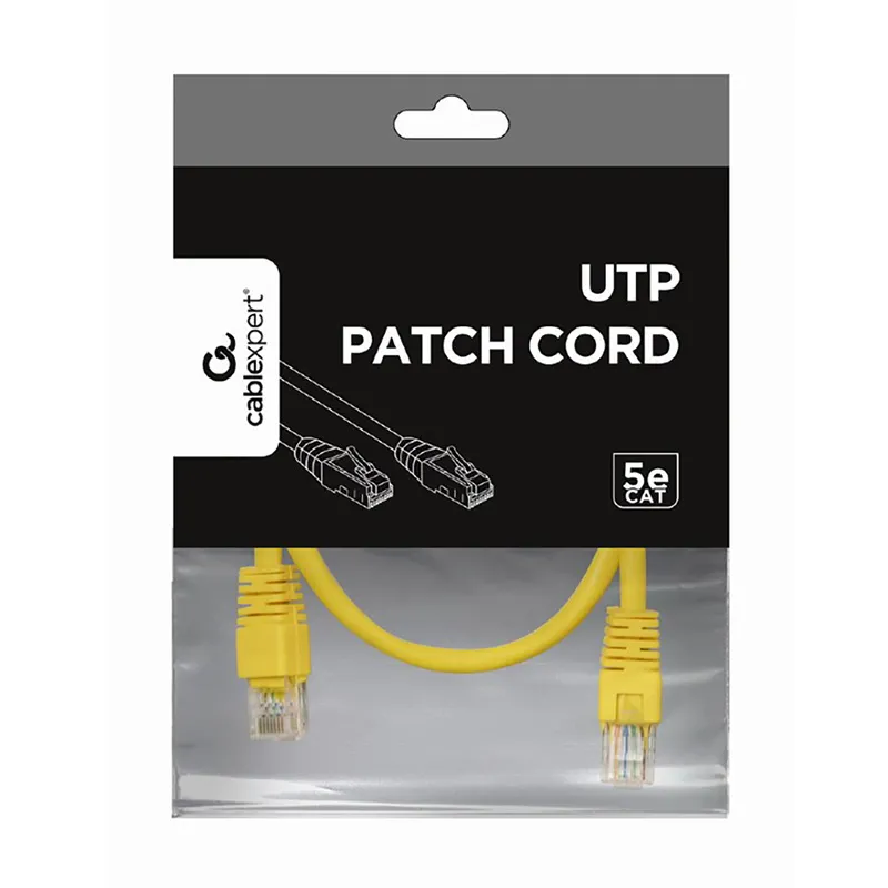 Patch cord Cablexpert PP12-0.25M/Y, CAT5e UTP, 0,25m, Galben