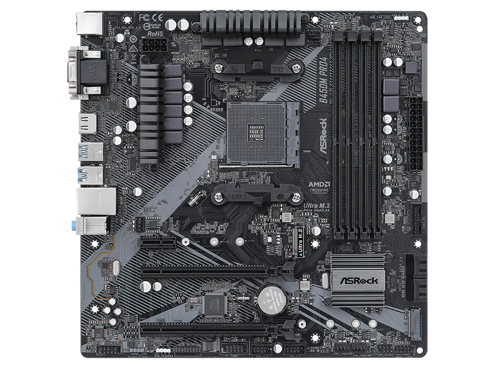 Placă de bază ASRock B450M PRO4 R2.0, AM4, AMD B450, Micro-ATX