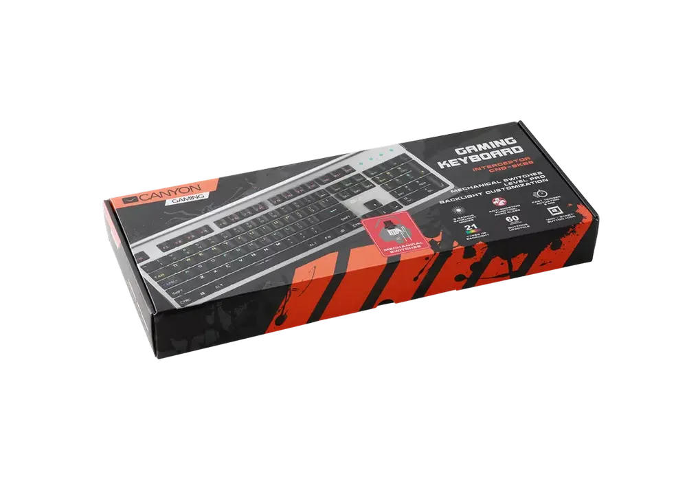 Tastatură Canyon Interceptor, Cu fir, Negru/Argintiu