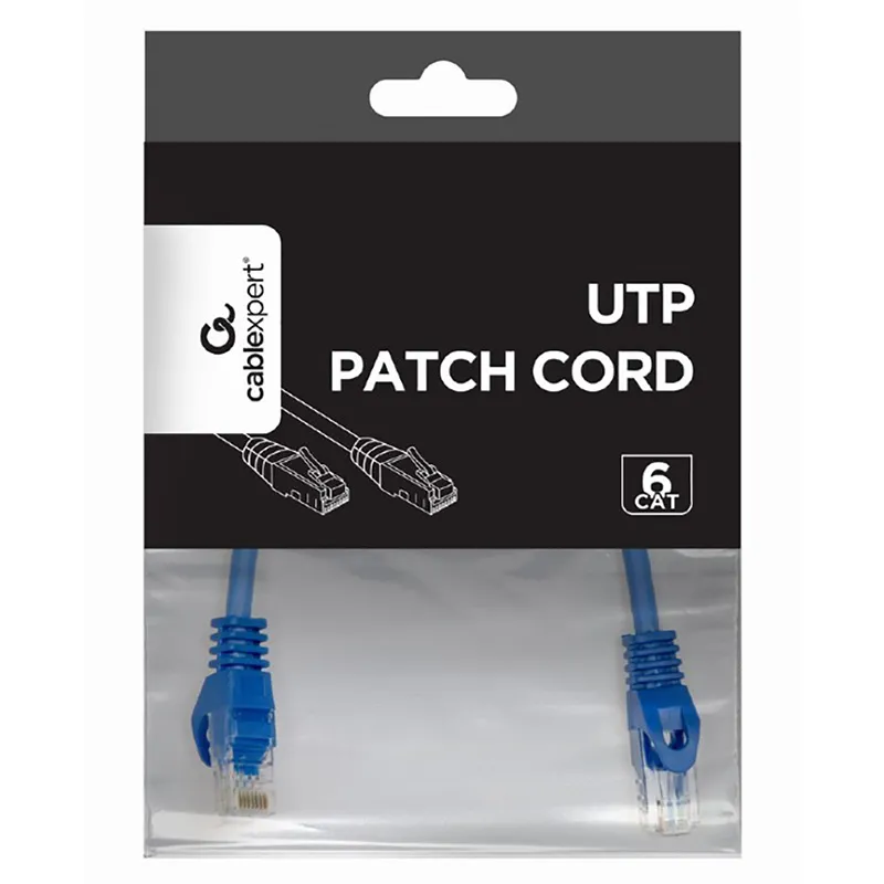 Patch cord Cablexpert PP6U-0.25M/B, Cat6 UTP, 0,25m, Albastru