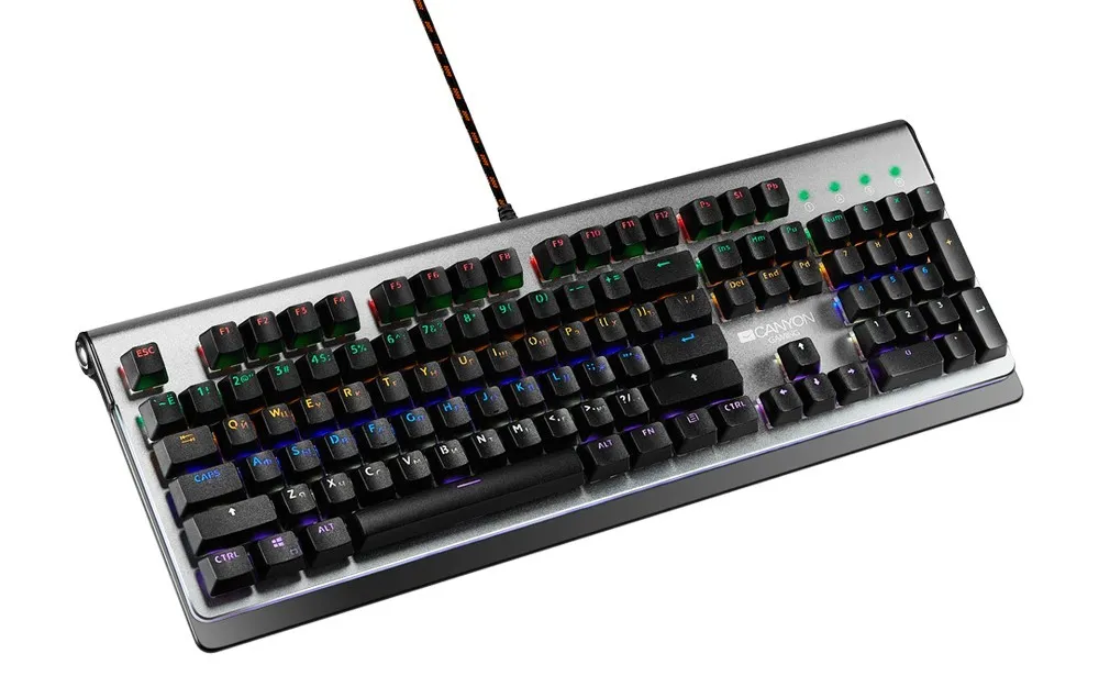Tastatură Canyon Interceptor, Cu fir, Negru/Argintiu