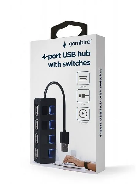 Adaptor Hub Gembird UHB-U2P4-05, Negru