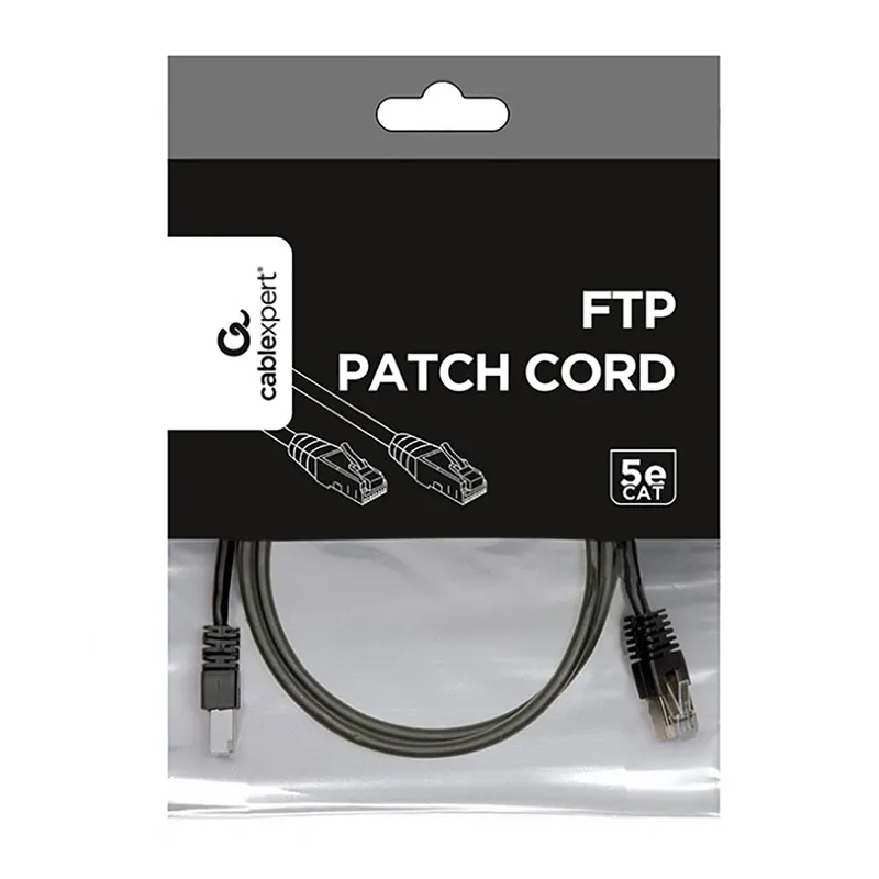 Patch cord Cablexpert PP22-1M/BK, Cat5e FTP, 1m, Negru