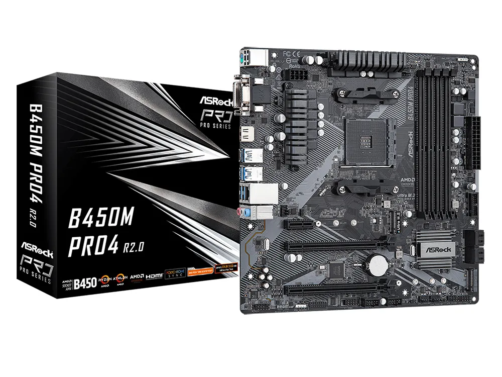 Placă de bază ASRock B450M PRO4 R2.0, AM4, AMD B450, Micro-ATX