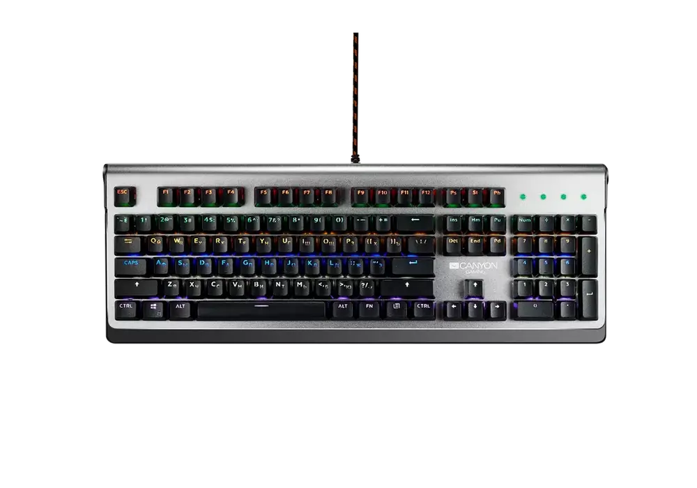 Tastatură Canyon Interceptor, Cu fir, Negru/Argintiu