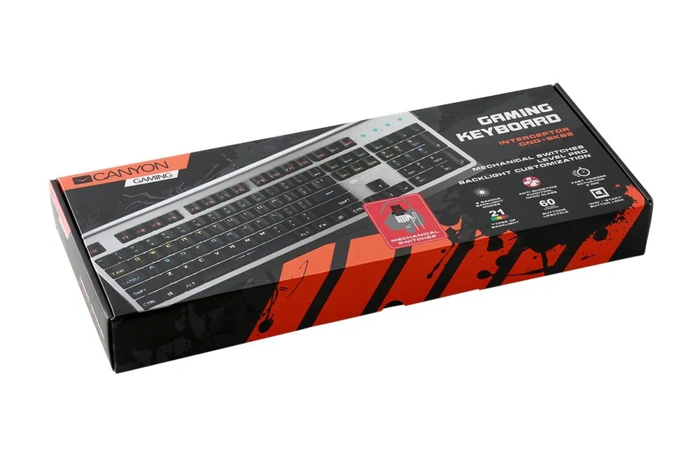 Tastatură Canyon Interceptor, Cu fir, Negru/Argintiu