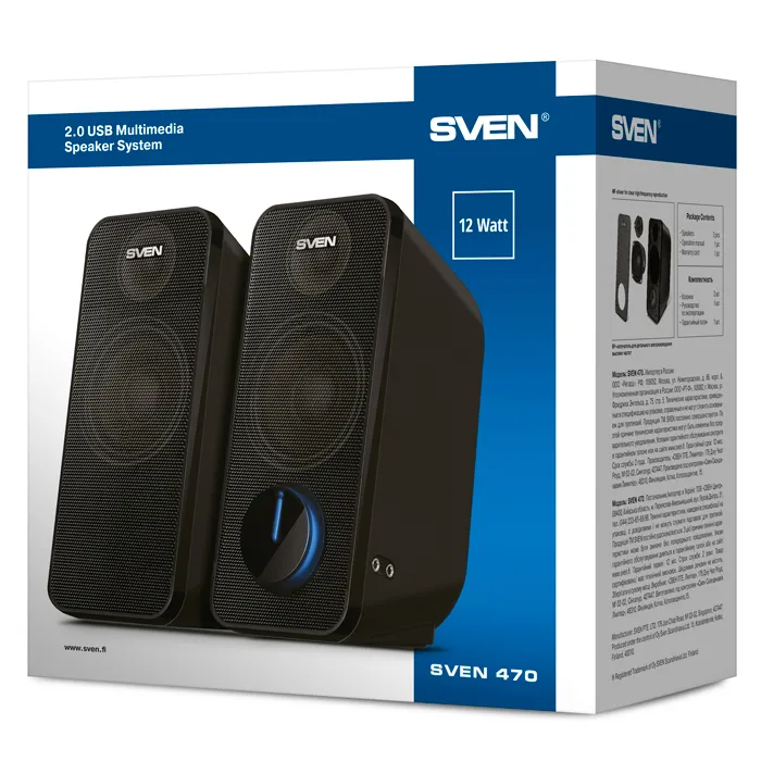 Boxe pentru calculator 2.0 SVEN "470", Negru