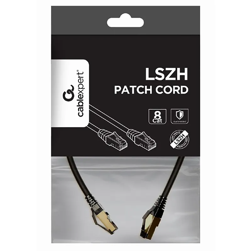Patch cord Cablexpert PP8-LSZHCU-BK-1M, Cat8 S/FTP, 1m, Negru