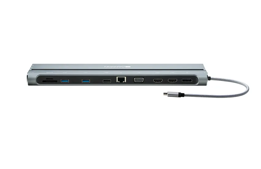 Docking Station Canyon DS-9, 14-in-1, 2xType-C, 3xUSB, 2xHDM, 1xDP,1xVGA,1xLAN, SD, TF, 1x3.5mm