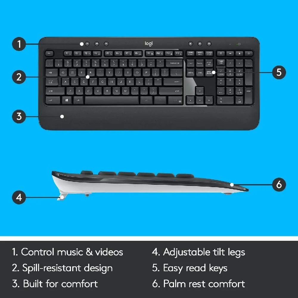 Set Tastatură + Mouse Logitech MK540, Fără fir, Negru
