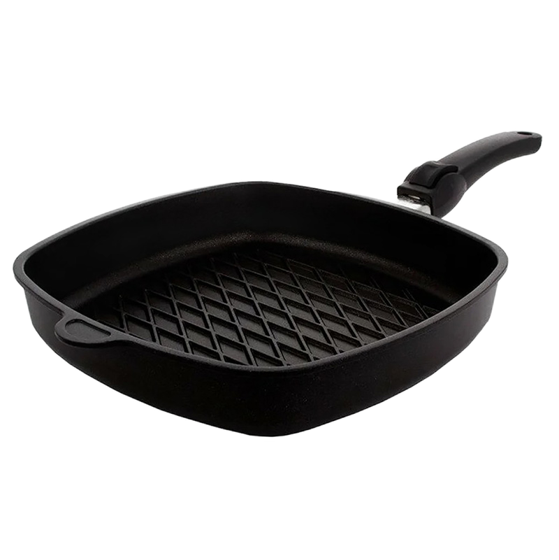 Tigaie-grill AMT Gastroguss AMT-E285BBQ-E, 1,9L, 28cm, Negru