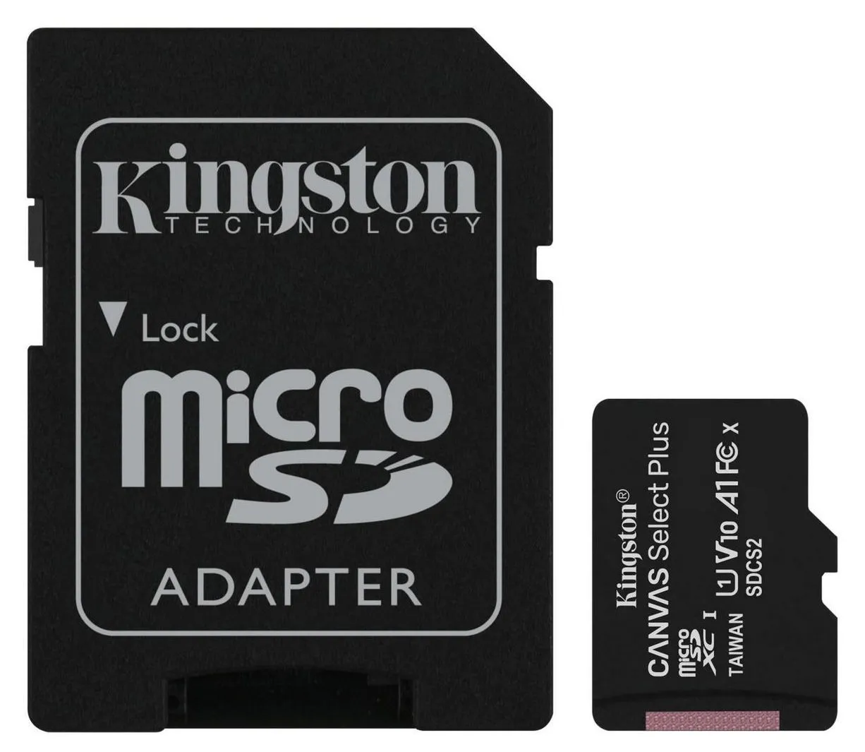 .64GB MicroSD (Class 10) UHS-I (U1) +SD adapter, Kingston Canvas Select+ 