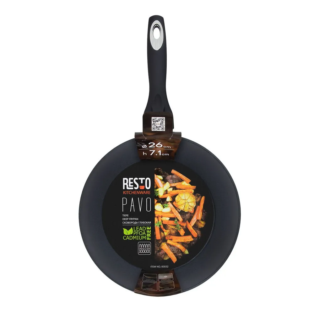 Tigaie adâncă RESTO 93032, 26cm, Negru